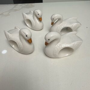 Napkin holder set White Ceramic Swan NIB